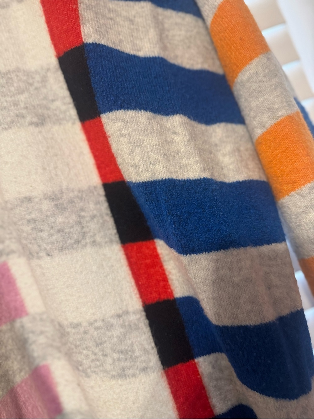 Striped Multicolor Open Cardigan Sweater - Blue, Red, Pink, Yellow - Picture 4 of 7